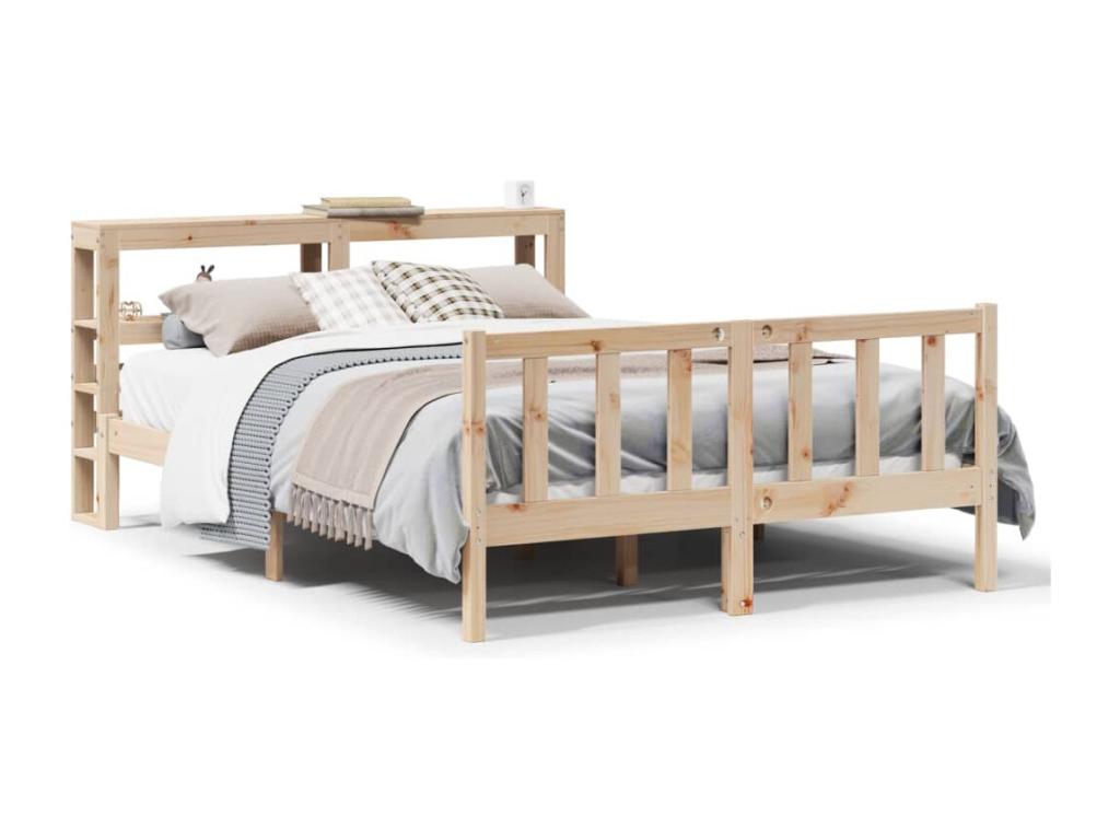 Bed frame without mattress 135x190 cm solid pine wood TWQQ86861