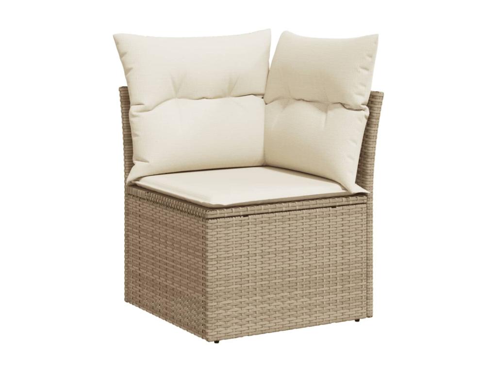 7-piece garden furniture set with cushions, beige woven resin ORZM25441