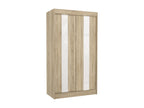 Lysvia bedroom wardrobe with sliding doors in light matte wood and white lacquer - 3 sizes - Width 120 cm FNMT72760