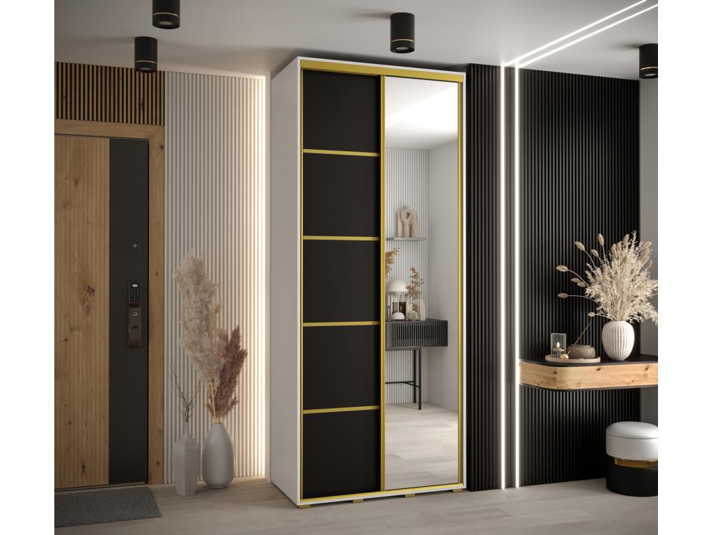 Dormeva 5 Sliding Door Wardrobe 235.2/100/45 2 Doors White/Black/Gold TIZU81345