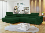 Dormeva S100 Corner Sofa, Green, Sleeping Function, Bedding Box, 274x203x70cm, PXEI20924