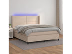 Upholstered bed base with LED mattress, Cappuccino color, 180x200 cm, Faux leather, EDBO06041