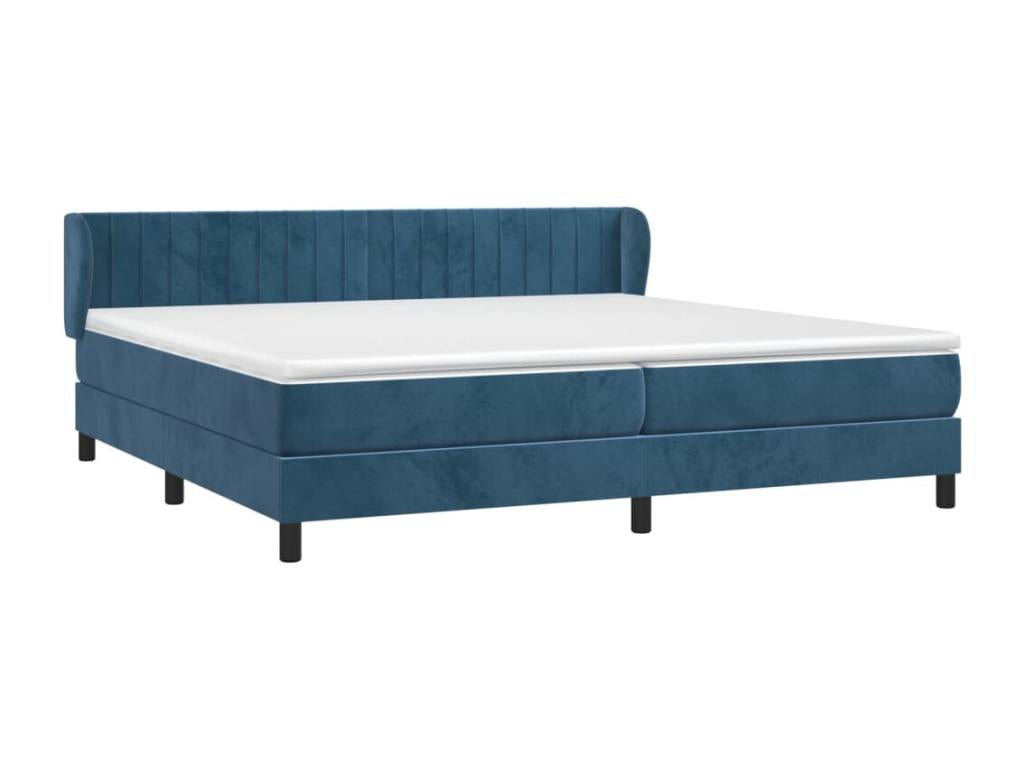 Upholstered bed base and mattress, Dark Blue 200x200cm Velvet DLFY30437