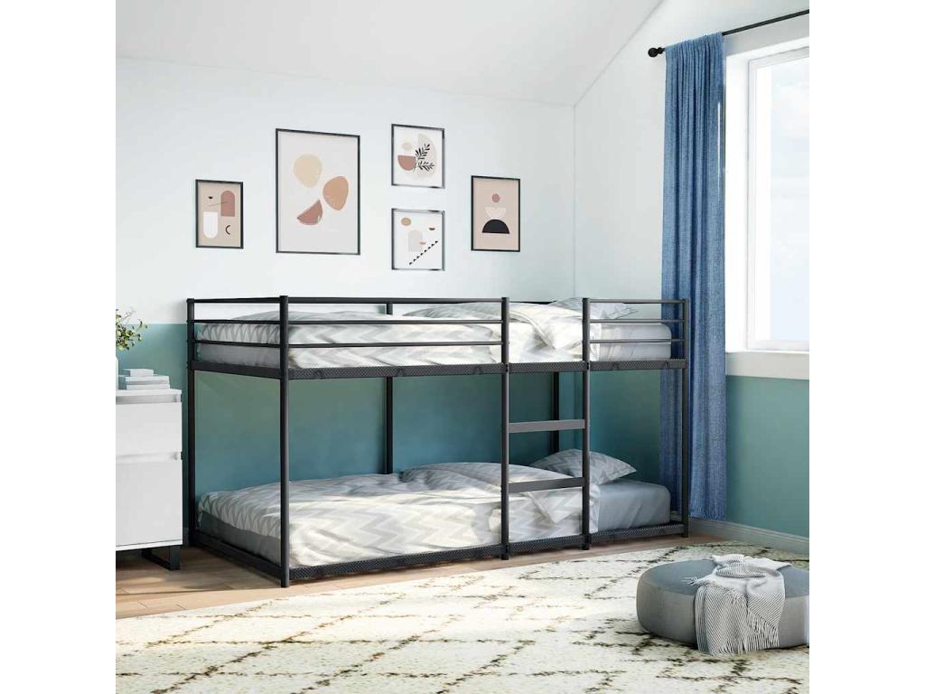 Black bunk bed without mattress, 100x200 cm, steel, KQWF39089