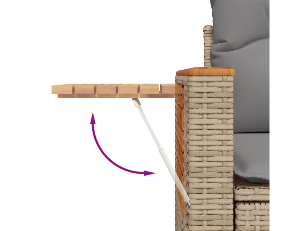 Garden furniture set with cushions, 9 pieces, beige woven resin, MEBG33185