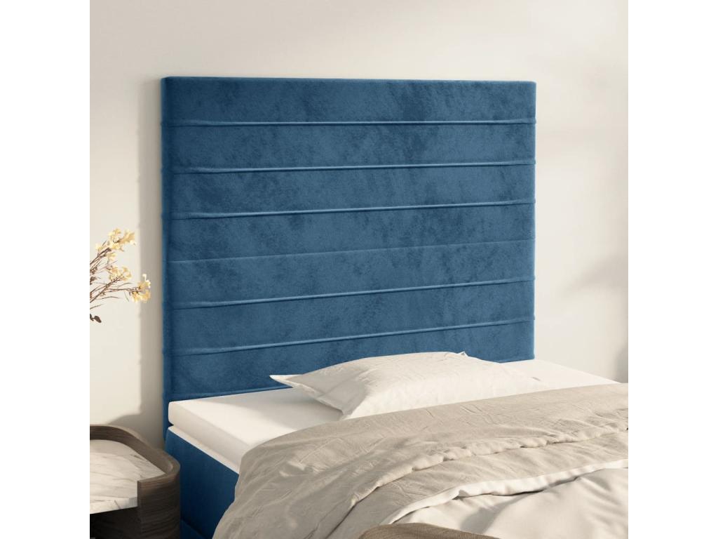 2-piece headboard set, dark blue, 100x5x78/88 cm, velvet, YNOE73578