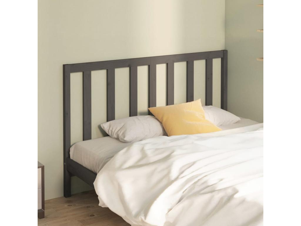 Headboard Gray 146x4x100 cm Solid pine wood ZHDV75288