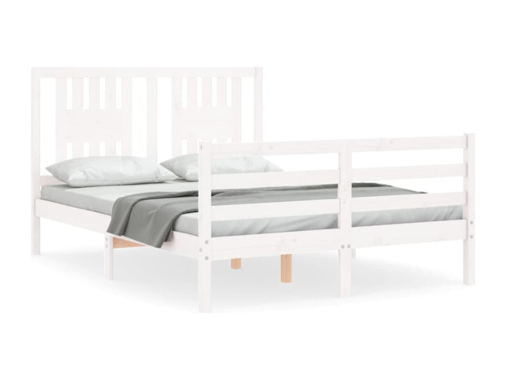 Bed frame with white headboard, 120x200 cm, solid wood QZAE07806