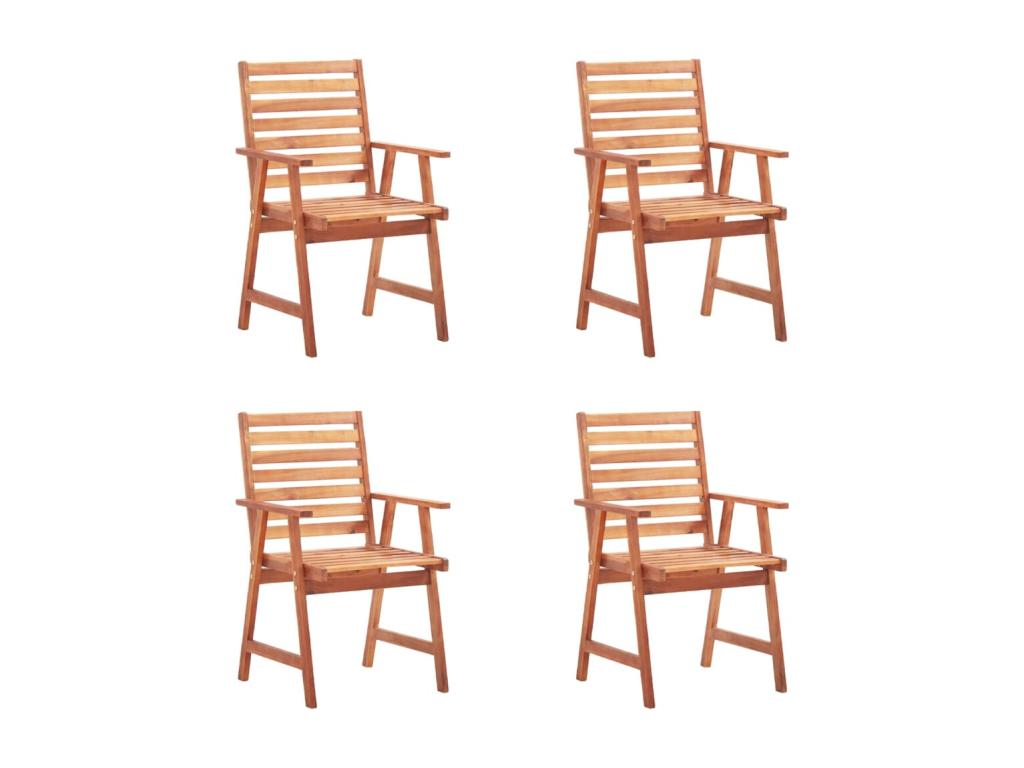 Set of 4 Lysvia solid wood outdoor dining chairs and cushions PMIX14672