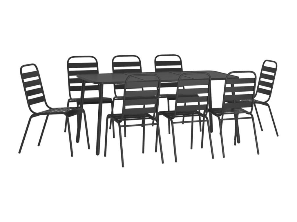 9-piece garden dining set, anthracite steel ISGW03972