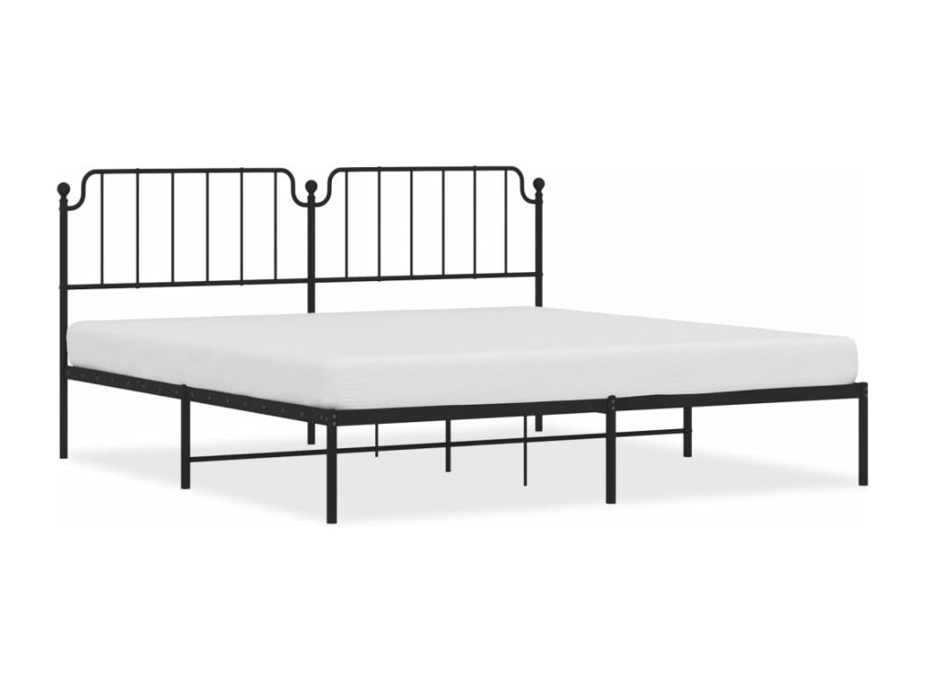 Metal bed frame without mattress with black headboard 200x200cm HIJU72377