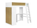 Dormeva LXPU13976 loft bed package with 90x190 cm mattress, white fiberboard and wood finish