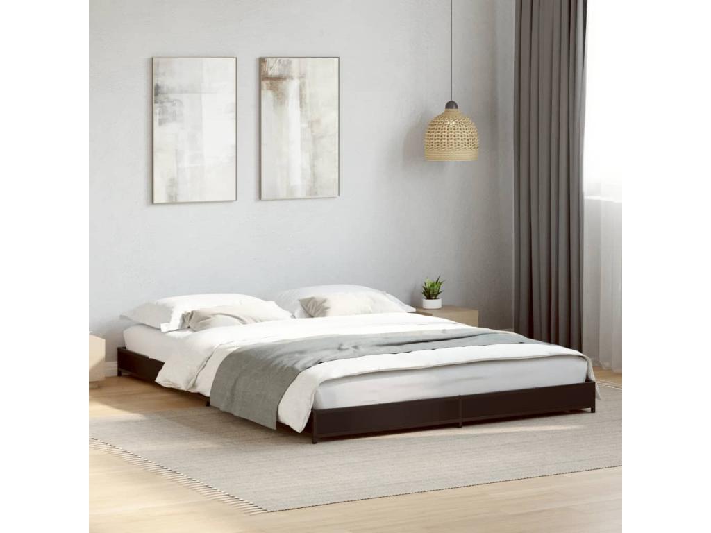 Black bed frame 135x190 cm engineered wood and metal MVNQ67490
