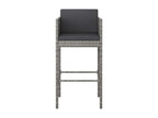 5-piece garden bar set and cushions, Grey Wicker Resin 15 WOVQ42760