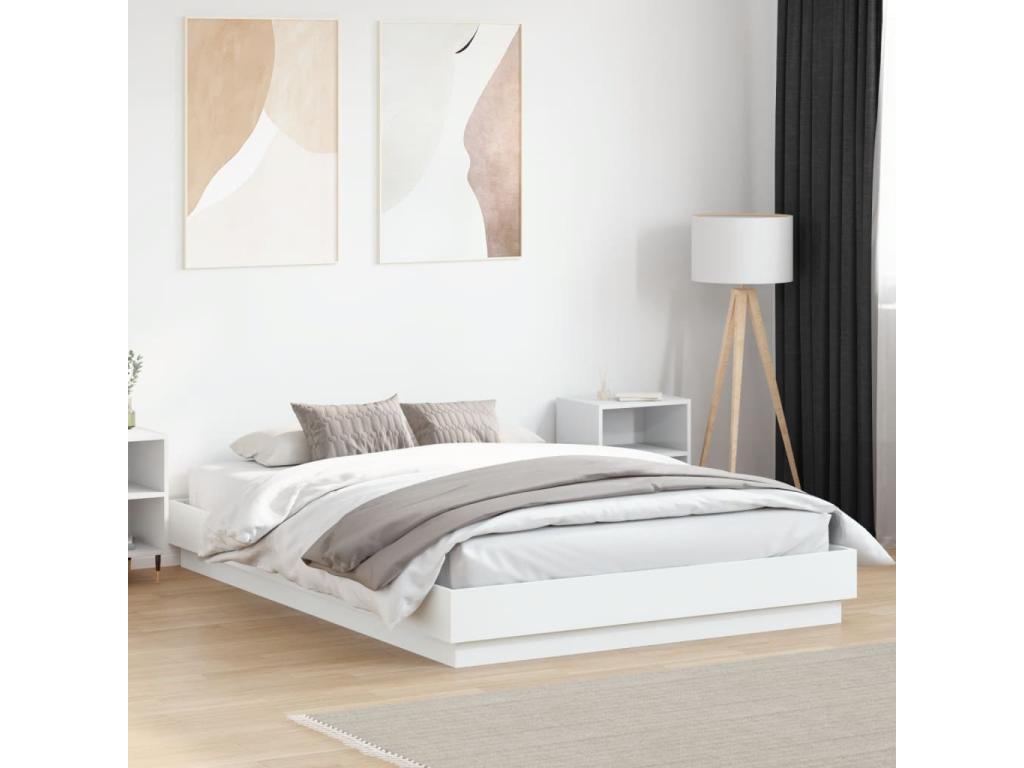 White bed frame 160x200 cm engineered wood CTUA23350