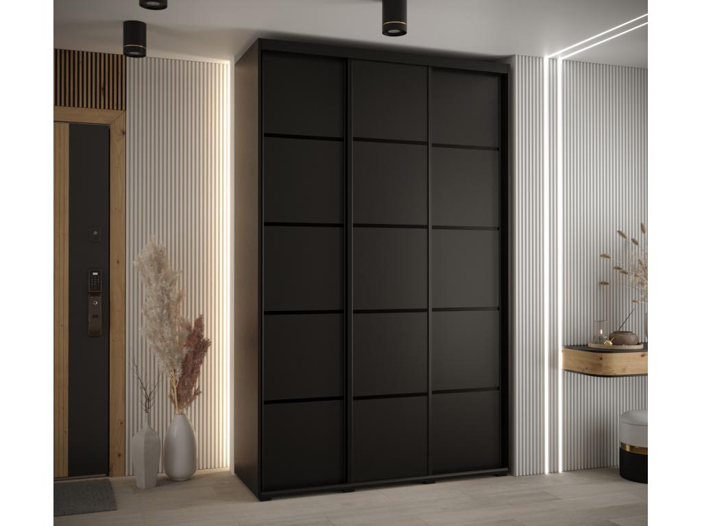 Lysvia 4 Sliding Door Wardrobe 235.2/160/45 3 Doors Black/Black/Black UPHB61652