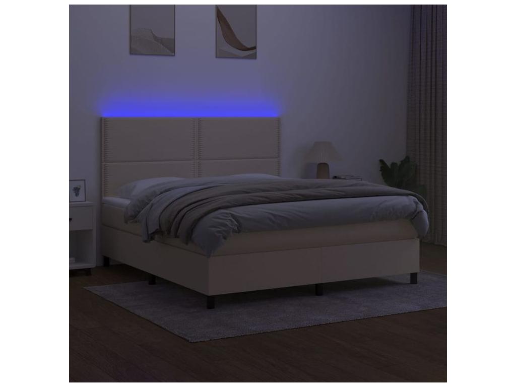 Dormeva bed base and mattress with LED lighting, Cream 160x200 cm, Fabric MTLI57327