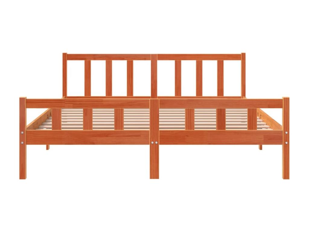 Brown bed frame and headboard 160x200 pine wood KKAJ86335