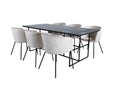 Lysvia set: smoked glass table and 6 Lysvia chairs in beige velvet EFVR27611
