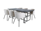 Lysvia set: smoked glass table and 6 Lysvia chairs in beige velvet EFVR27611