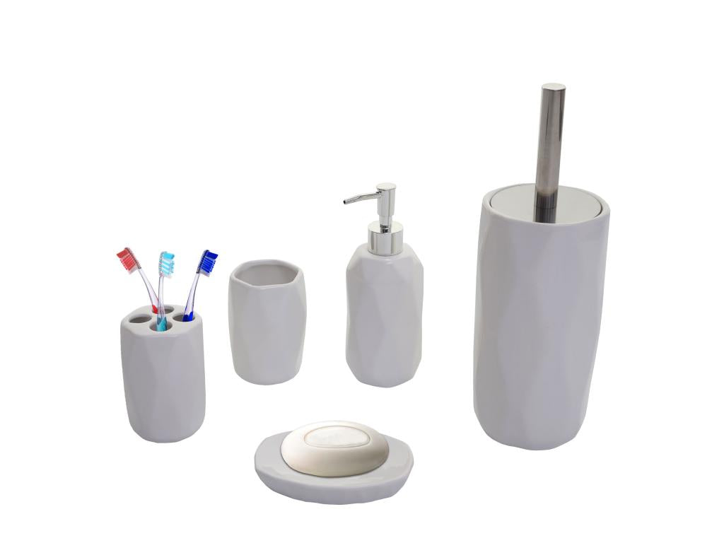 Dormeva-H88 5-piece bathroom set with ceramic bathroom accessories - white EBZO29365
