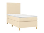 Upholstered bed base with mattress and LED lighting, Cream, 90x190 cm, Fabric NLKN84096