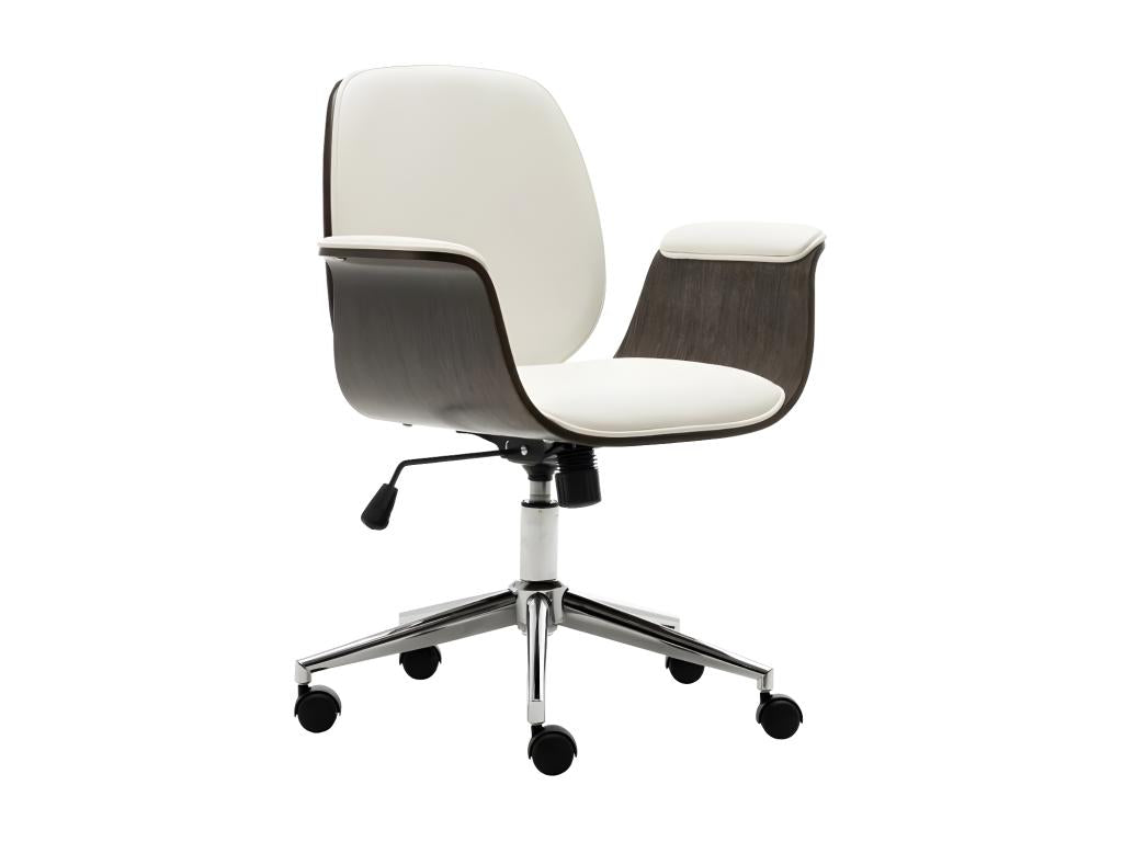 Lysvia OTUP45027 White Faux Leather and Grey Bentwood Office Chair