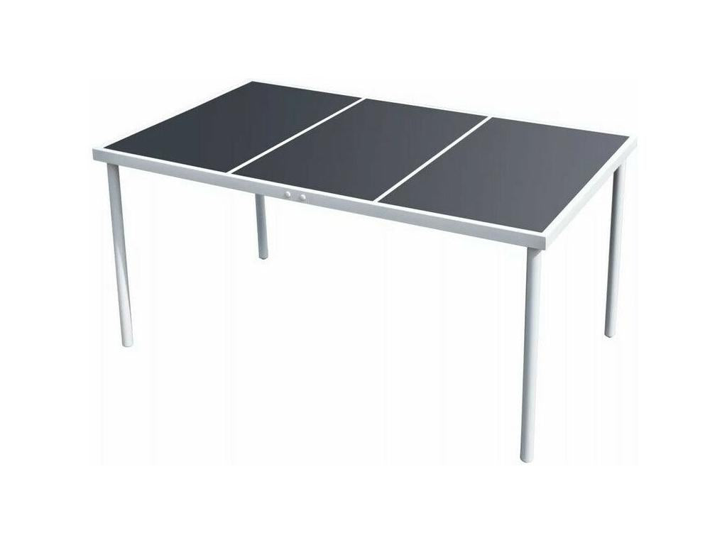 Lysvia 150cm Black Glass Garden Table with Grey Metal Legs UHBD83378