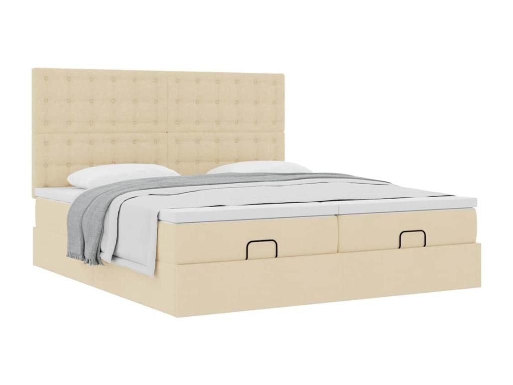 Lysvia bed frame with cream mattress 180x200 cm fabric KXJT85381