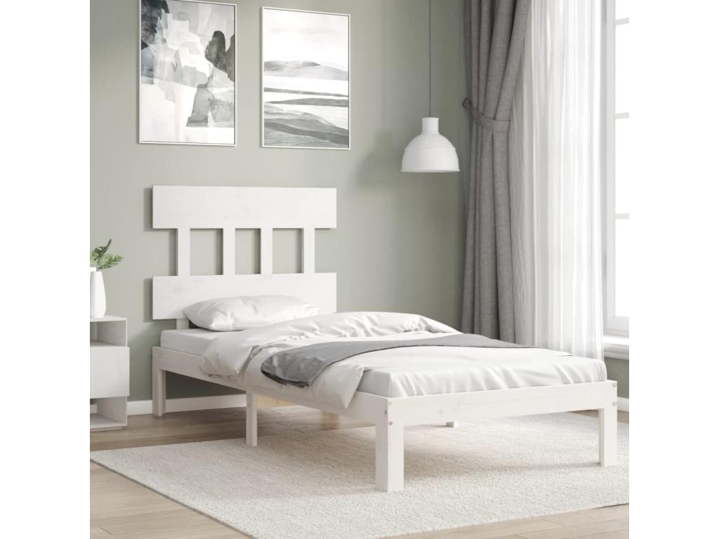 White bed frame and headboard 100x200 solid wood PFBF08228