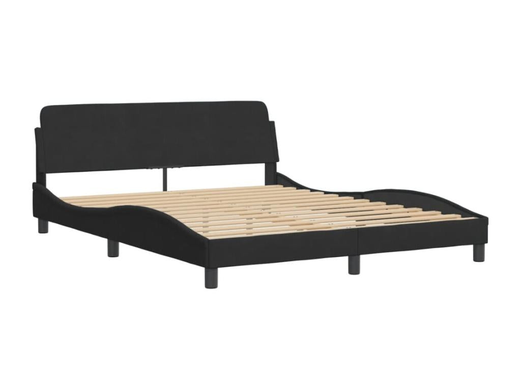 Bed frame with headboard, black, 160x200 cm, velvet, ONLV54590