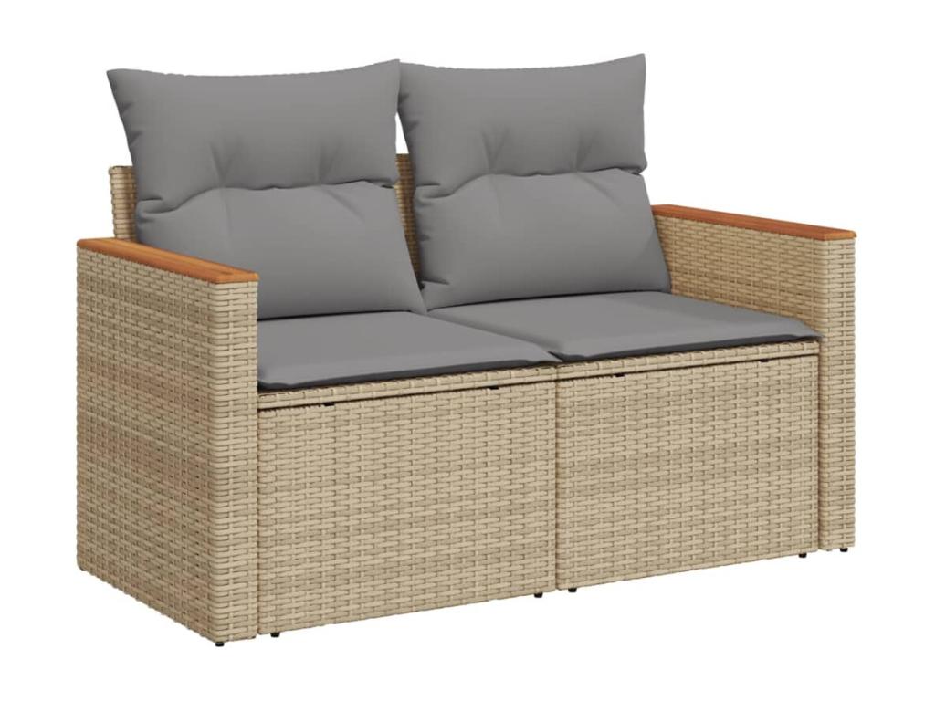 Dormeva 9-piece garden furniture set with cushions, beige woven resin HFPM34355