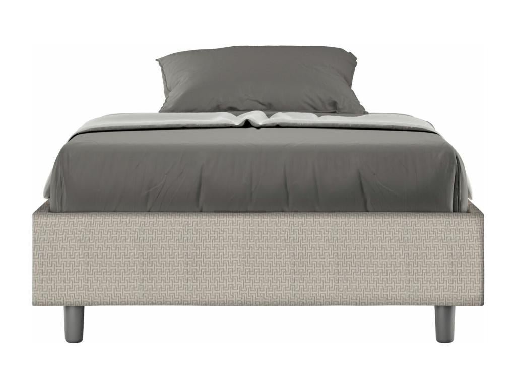 Single bed frame with 120x200cm upholstered slatted base, Lysvia 1 white fabric, Lysvia WIAD30432