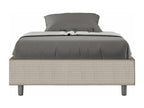 Single bed frame with 120x200cm upholstered slatted base, Lysvia 1 white fabric, Lysvia WIAD30432