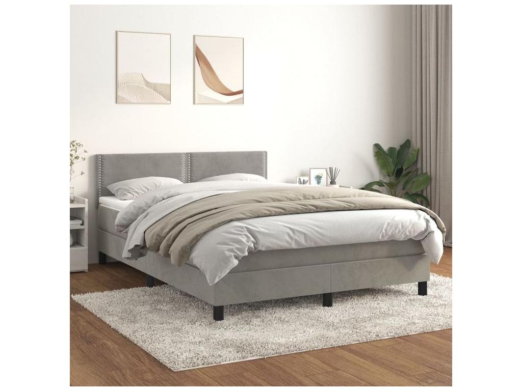 Dormeva bed base and mattress, light grey, 140x200 cm, velvet, XSMD34800