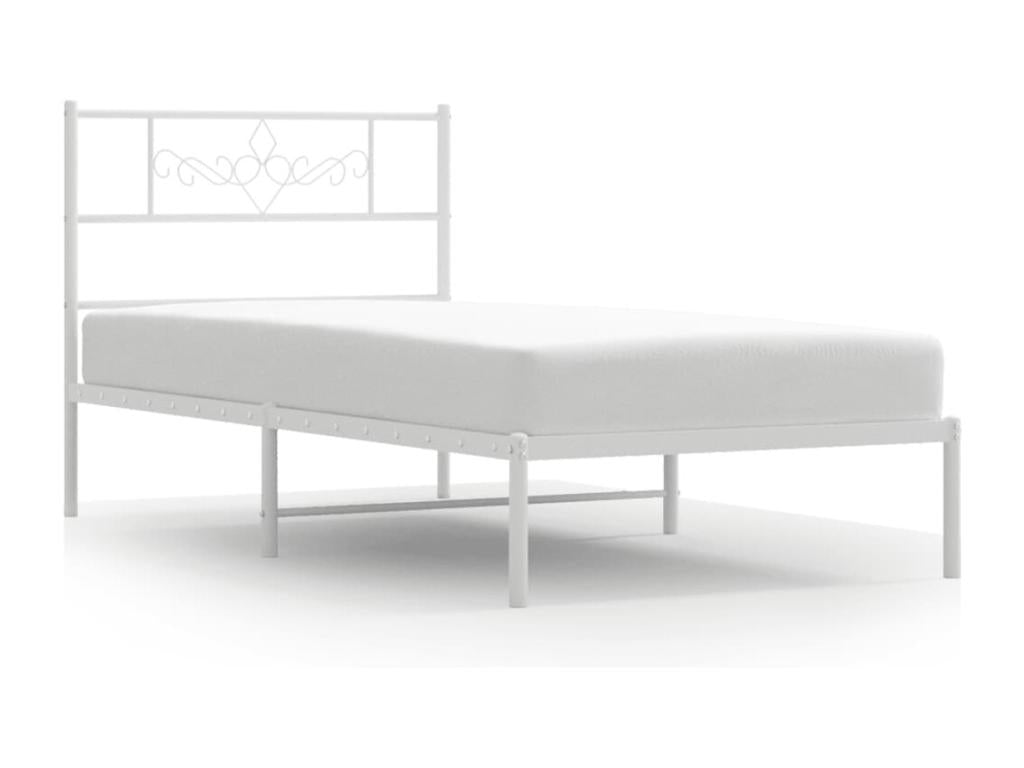Metal bed frame with white headboard 90x200 cm RIYA97158