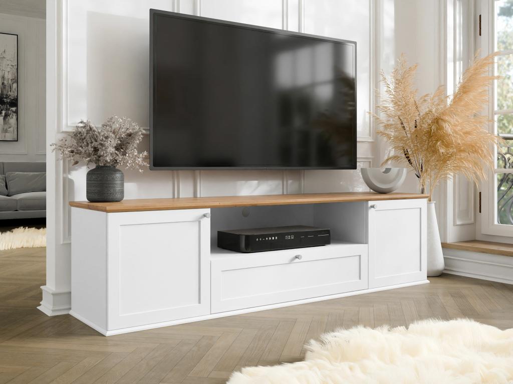 Zensova Z103 TV stand, Zensova oak - White, 182x48x43cm, KVTJ03887