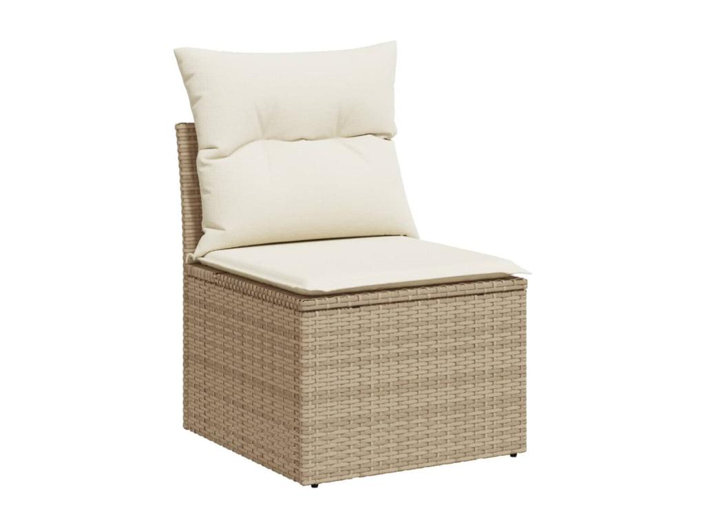 Garden furniture set with cushions, 6 pieces, beige woven resin ELBS58867
