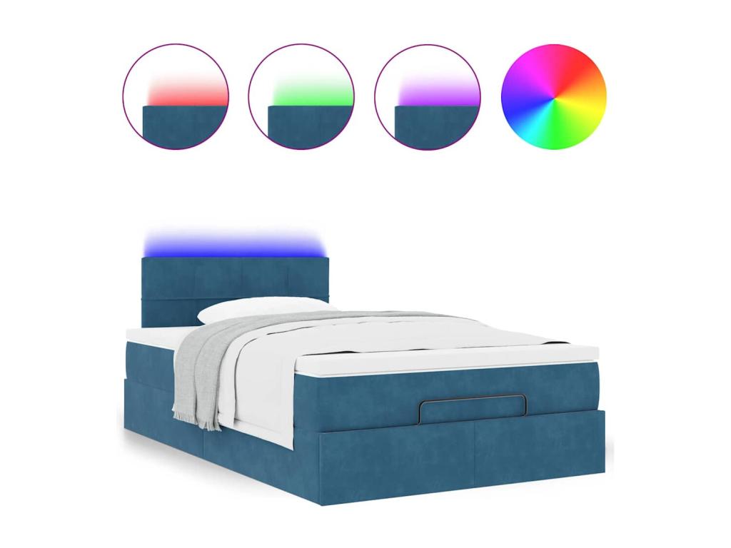 Ottoman bed frame with dark blue mattress 120x190 cm velvet TZUV86927