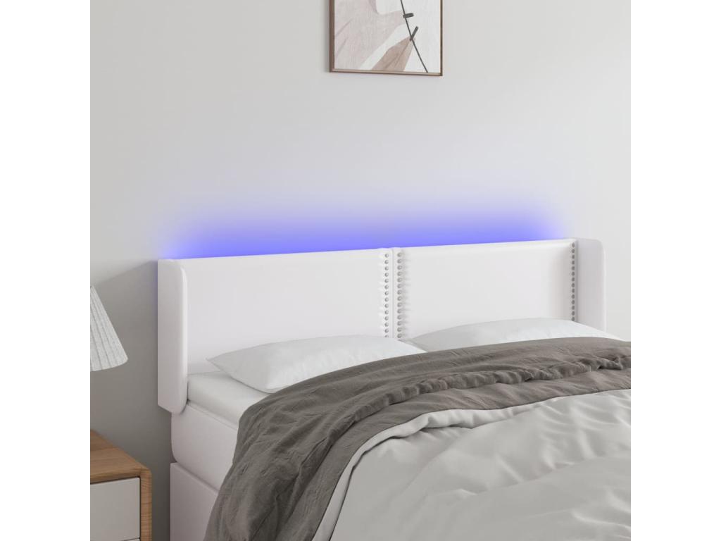 White LED Headboard 147x16x78/88 cm Faux Leather BRJJ46804