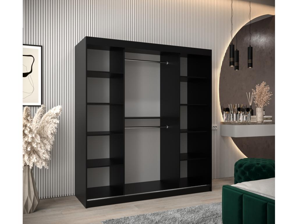 MIROR 3 SLIDING DOOR WARDROBE 200/180/62 2 Doors black CNNU62250